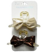 Wholesale - ILLUMINATE 2 ON CLIPS WITH FABRIC METALLIC BOWS GREY ILLUMINATE C/P 72, UPC: 20748408913